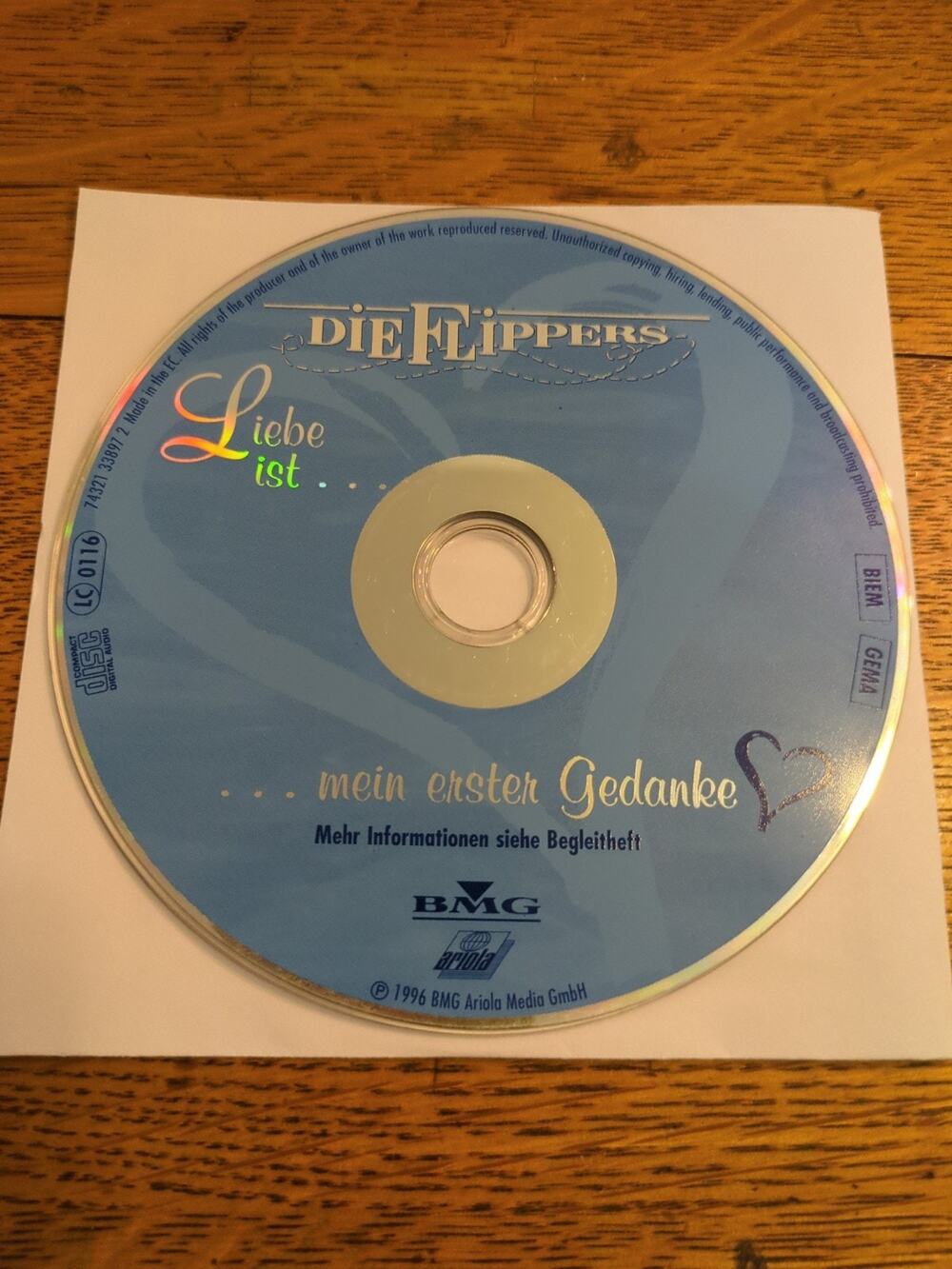 Liebe Ist..Mein Erster Gedanke by Die Flippers (CD, 2006) Disc Only